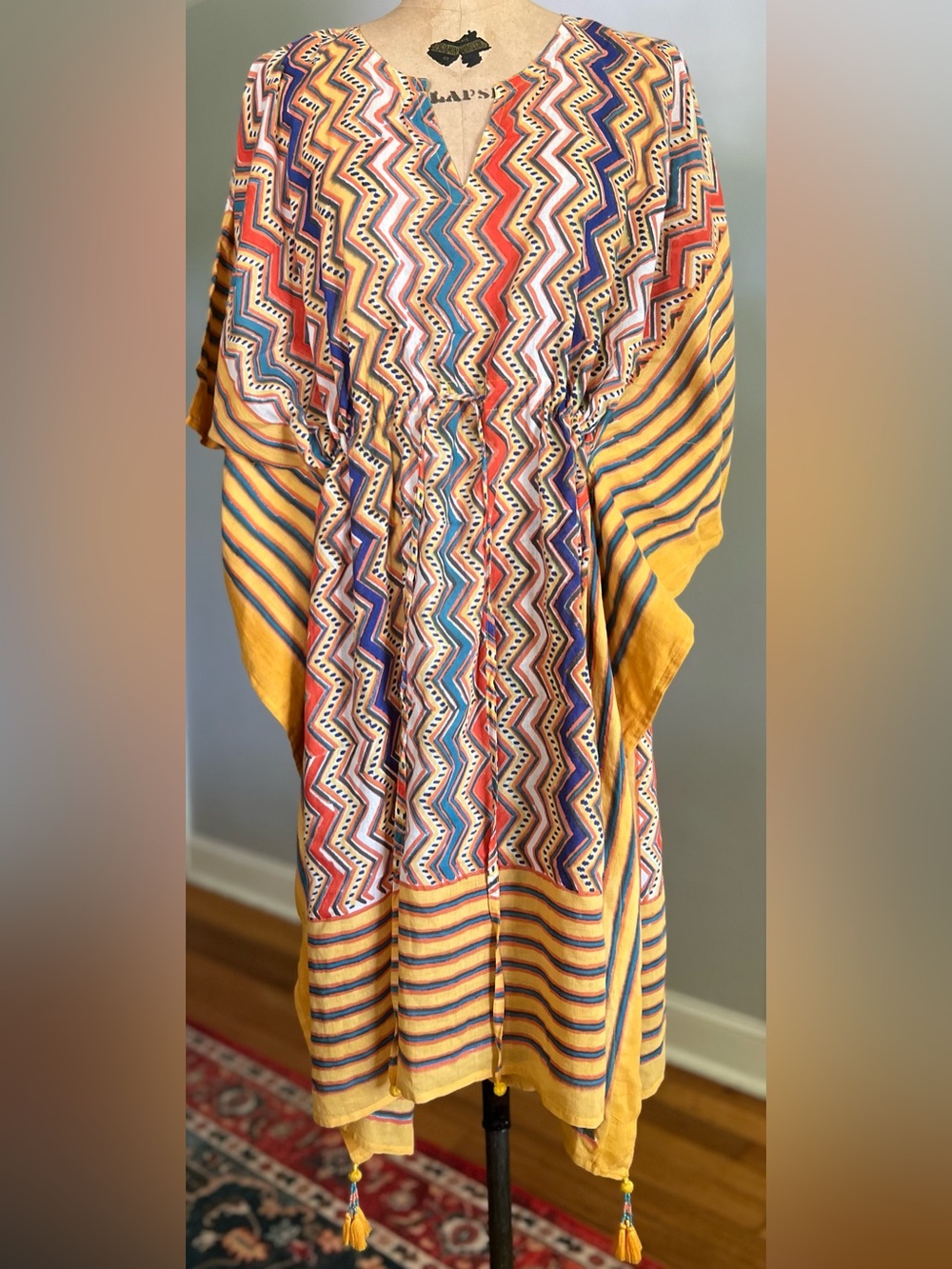 Pax Philomena Nizhoni Midi Kaftan Zig Zag Dress